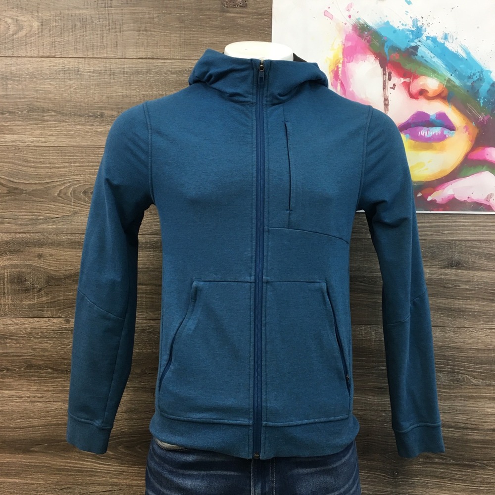 Lululemon City‎ Sweat Mens Full Zip Hooded Jacket Teal Blue Size M